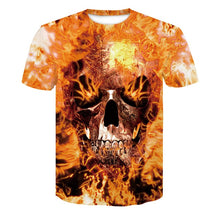 Load image into Gallery viewer, 2020 Summer New 3d Flame Skull T shirt