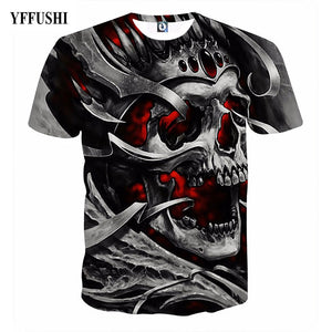 New Male/Female 3d t shirt Unique Iron Skull Print 3d Hip Hop Tees