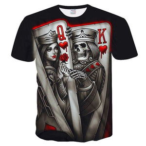 New Casual Skull Poker Printed 3D T-Shirt Men