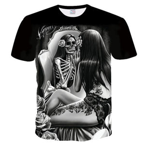 New Casual Skull Poker Printed 3D T-Shirt Men