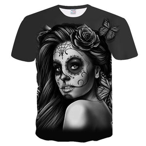 New Casual Skull Poker Printed 3D T-Shirt Men