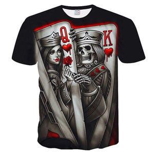 New Casual Skull Poker Printed 3D T-Shirt Men