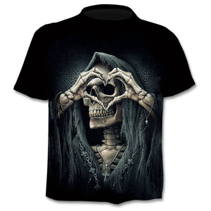 2020 new t-shirt 3D love skull summer horror shirt