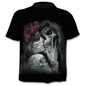 2020 new t-shirt 3D love skull summer horror shirt