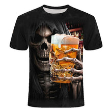 Load image into Gallery viewer, 3D Skull T Shirt Men Funny Punk Rock Streetwear
