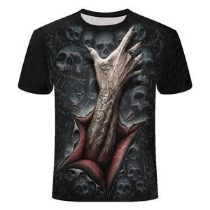 3D Skull T Shirt Men Funny Punk Rock Streetwear