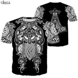 Nordic Viking Tattoo Art Skull T Shirt Women Men