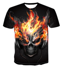 Load image into Gallery viewer, 2020 Summer New 3d Flame Skull T shirt

