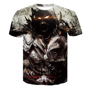 2020 Summer New 3d Flame Skull T shirt