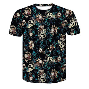 2020 Summer New 3d Flame Skull T shirt