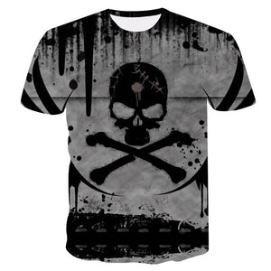 2020 Summer New 3d Flame Skull T shirt