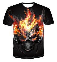 Load image into Gallery viewer, 2020 Summer New 3d Flame Skull T shirt
