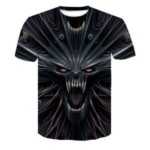 2020 Summer New 3d Flame Skull T shirt