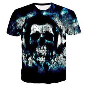 2020 Summer New 3d Flame Skull T shirt